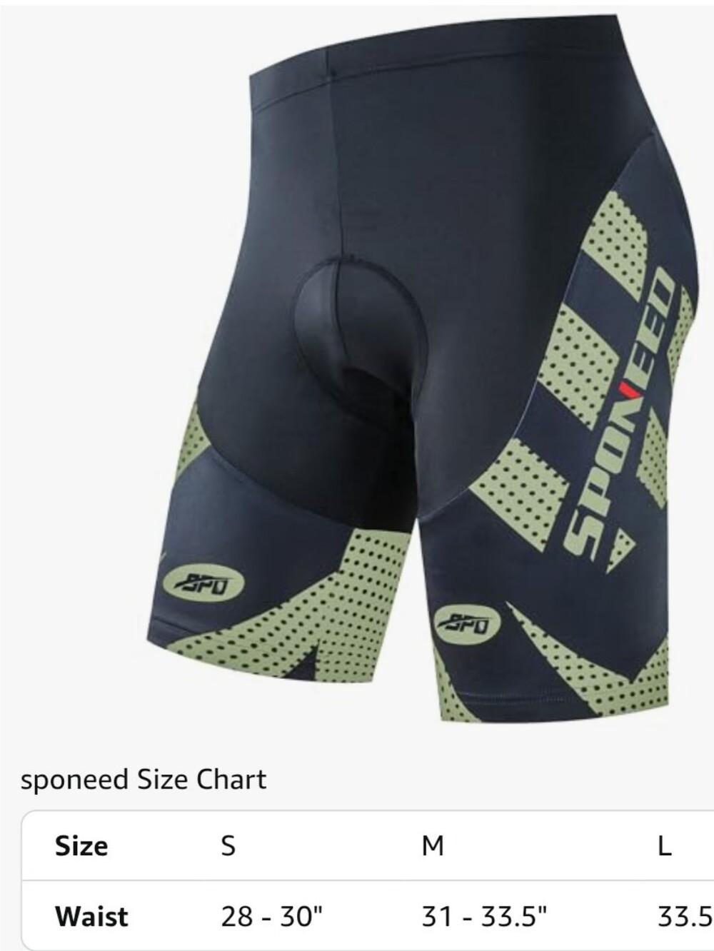 Sponeed Men's Padded Black And Olive Bike Shorts